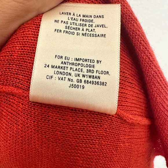 Angel of the North Anthropologie Women XS Orange Linen Cardigan Open Front - Picture 8 of 10